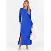 image:imageANRABESS Women Long Sleeve Dresses 2025 Fall Casual Crewneck Loose Fit Split Flowy WrinkleFree Travel Vacation Maxi DressRoyal Blue