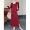 image:imageANRABESS Women Long Sleeve Dresses 2025 Fall Casual Crewneck Loose Fit Split Flowy WrinkleFree Travel Vacation Maxi DressWine Red