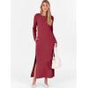 image:imageANRABESS Women Long Sleeve Dresses 2025 Fall Casual Crewneck Loose Fit Split Flowy WrinkleFree Travel Vacation Maxi DressWine Red