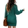 image:imageANRABESS Women Long Sleeve Turtle Mock Neck Rib Knit Stretch Slim Fitted Bodycon Sweater Mini Short Dress 2025 Fall OutfitsGreen