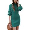 image:imageANRABESS Women Long Sleeve Turtle Mock Neck Rib Knit Stretch Slim Fitted Bodycon Sweater Mini Short Dress 2025 Fall OutfitsGreen