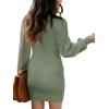 image:imageANRABESS Women Long Sleeve Turtle Mock Neck Rib Knit Stretch Slim Fitted Bodycon Sweater Mini Short Dress 2025 Fall OutfitsGreen Gray