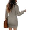 image:imageANRABESS Women Long Sleeve Turtle Mock Neck Rib Knit Stretch Slim Fitted Bodycon Sweater Mini Short Dress 2025 Fall OutfitsLight Gray Green