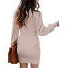image:imageANRABESS Women Long Sleeve Turtle Mock Neck Rib Knit Stretch Slim Fitted Bodycon Sweater Mini Short Dress 2025 Fall OutfitsPink