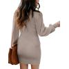 image:imageANRABESS Women Long Sleeve Turtle Mock Neck Rib Knit Stretch Slim Fitted Bodycon Sweater Mini Short Dress 2025 Fall OutfitsRed Apricot