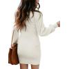 image:imageANRABESS Women Long Sleeve Turtle Mock Neck Rib Knit Stretch Slim Fitted Bodycon Sweater Mini Short Dress 2025 Fall OutfitsWhite