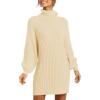 image:imageANRABESS Women Oversized Sweater Dress Turtleneck Batwing Long Sleeve Ribbed Knit Loose 2025 Fall Winter Casual Short DressApricot