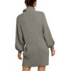 image:imageANRABESS Women Oversized Sweater Dress Turtleneck Batwing Long Sleeve Ribbed Knit Loose 2025 Fall Winter Casual Short DressCoffee Gray