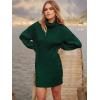 image:imageANRABESS Women Oversized Sweater Dress Turtleneck Batwing Long Sleeve Ribbed Knit Loose 2025 Fall Winter Casual Short DressDark Green