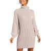 image:imageANRABESS Women Oversized Sweater Dress Turtleneck Batwing Long Sleeve Ribbed Knit Loose 2025 Fall Winter Casual Short DressLight Pink