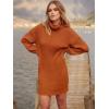 image:imageANRABESS Women Oversized Sweater Dress Turtleneck Batwing Long Sleeve Ribbed Knit Loose 2025 Fall Winter Casual Short DressPumpkin