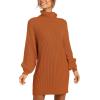 image:imageANRABESS Women Oversized Sweater Dress Turtleneck Batwing Long Sleeve Ribbed Knit Loose 2025 Fall Winter Casual Short DressPumpkin