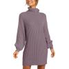 image:imageANRABESS Women Oversized Sweater Dress Turtleneck Batwing Long Sleeve Ribbed Knit Loose 2025 Fall Winter Casual Short DressPurple