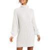 image:imageANRABESS Women Oversized Sweater Dress Turtleneck Batwing Long Sleeve Ribbed Knit Loose 2025 Fall Winter Casual Short DressWhite