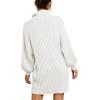 image:imageANRABESS Women Oversized Sweater Dress Turtleneck Batwing Long Sleeve Ribbed Knit Loose 2025 Fall Winter Casual Short DressWhite