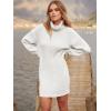 image:imageANRABESS Women Oversized Sweater Dress Turtleneck Batwing Long Sleeve Ribbed Knit Loose 2025 Fall Winter Casual Short DressWhite