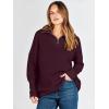 image:imageANRABESS Women Quarter Zip Oversized Casual Loose Rib Knit Cozy Pullover Sweaters Top 2025 Fall Fashion Outfits ClothesWine Red