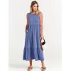 image:imageANRABESS Women Summer Casual Sleeveless Crewneck Sundress Aline Flowy Tiered Maxi Long Beach Dress Vacation OutfitsGrey Blue