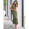 image:imageANRABESS Women Summer Casual Sleeveless Crewneck Sundress Aline Flowy Tiered Maxi Long Beach Dress Vacation OutfitsOlive