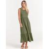 image:imageANRABESS Women Summer Casual Sleeveless Crewneck Sundress Aline Flowy Tiered Maxi Long Beach Dress Vacation OutfitsOlive