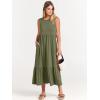 image:imageANRABESS Women Summer Casual Sleeveless Crewneck Sundress Aline Flowy Tiered Maxi Long Beach Dress Vacation OutfitsOlive