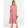 image:imageANRABESS Women Summer Casual Sleeveless Crewneck Sundress Aline Flowy Tiered Maxi Long Beach Dress Vacation OutfitsPink