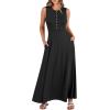 image:imageANRABESS Women Summer Casual Sleeveless Maxi Sundress Button Fit amp Flare ALine Flowy Long Dresses 2026 Beach OutfitsBlack