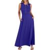 image:imageANRABESS Women Summer Casual Sleeveless Maxi Sundress Button Fit amp Flare ALine Flowy Long Dresses 2026 Beach OutfitsRoyal Blue