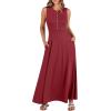 image:imageANRABESS Women Summer Casual Sleeveless Maxi Sundress Button Fit amp Flare ALine Flowy Long Dresses 2026 Beach OutfitsWine Red