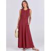 image:imageANRABESS Women Summer Casual Sleeveless Maxi Sundress Button Fit amp Flare ALine Flowy Long Dresses 2026 Beach OutfitsWine Red