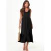 image:imageANRABESS Women Summer Maxi Dresses Aline Tiered Flowy V Neck Sleeveless Swing 2026 Casual Beach Travel Sundress with PocketsBlack