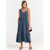 image:imageANRABESS Women Summer Maxi Dresses Aline Tiered Flowy V Neck Sleeveless Swing 2026 Casual Beach Travel Sundress with PocketsBlue