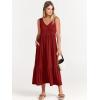image:imageANRABESS Women Summer Maxi Dresses Aline Tiered Flowy V Neck Sleeveless Swing 2026 Casual Beach Travel Sundress with PocketsBurgundy