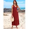 image:imageANRABESS Women Summer Maxi Dresses Aline Tiered Flowy V Neck Sleeveless Swing 2026 Casual Beach Travel Sundress with PocketsBurgundy