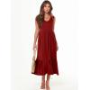 image:imageANRABESS Women Summer Maxi Dresses Aline Tiered Flowy V Neck Sleeveless Swing 2026 Casual Beach Travel Sundress with PocketsBurgundy