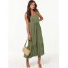 image:imageANRABESS Women Summer Maxi Dresses Aline Tiered Flowy V Neck Sleeveless Swing 2026 Casual Beach Travel Sundress with PocketsOlive