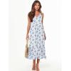 image:imageANRABESS Women Summer Maxi Dresses Aline Tiered Flowy V Neck Sleeveless Swing 2026 Casual Beach Travel Sundress with PocketsWhite With Floral Blue