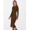 image:imageANRABESS Womens 2026 Fall Long Sleeve Midi Dress Ribbed Knit Bodycon Fitted Button Down Wedding Guest Slit Sweater DressesBrown