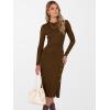image:imageANRABESS Womens 2026 Fall Long Sleeve Midi Dress Ribbed Knit Bodycon Fitted Button Down Wedding Guest Slit Sweater DressesBrown