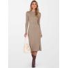image:imageANRABESS Womens 2026 Fall Long Sleeve Midi Dress Ribbed Knit Bodycon Fitted Button Down Wedding Guest Slit Sweater DressesTan