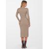 image:imageANRABESS Womens 2026 Fall Long Sleeve Midi Dress Ribbed Knit Bodycon Fitted Button Down Wedding Guest Slit Sweater DressesTan