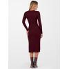 image:imageANRABESS Womens 2026 Fall Long Sleeve Midi Dress Ribbed Knit Bodycon Fitted Button Down Wedding Guest Slit Sweater DressesWine Red