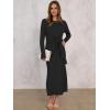 image:imageANRABESS Womens 2026 Spring Long Sleeve Maxi Dress Crewneck Tie Waist Slit Casual Long T Shirt Dresses Winter Trendy OutfitsBlack