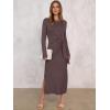 image:imageANRABESS Womens 2026 Spring Long Sleeve Maxi Dress Crewneck Tie Waist Slit Casual Long T Shirt Dresses Winter Trendy OutfitsCoffee