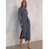 image:imageANRABESS Womens 2026 Spring Long Sleeve Maxi Dress Crewneck Tie Waist Slit Casual Long T Shirt Dresses Winter Trendy OutfitsDeep Gray