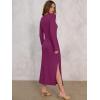 image:imageANRABESS Womens 2026 Spring Long Sleeve Maxi Dress Crewneck Tie Waist Slit Casual Long T Shirt Dresses Winter Trendy OutfitsDeep Purple