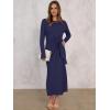 image:imageANRABESS Womens 2026 Spring Long Sleeve Maxi Dress Crewneck Tie Waist Slit Casual Long T Shirt Dresses Winter Trendy OutfitsNavy Blue