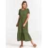 image:imageANRABESS Womens 2026 Summer Casual Maxi Dress A line Tiered Flowy Short Sleeve Crewneck T Shirt Beach Travel Long DressesArmy Green