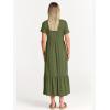 image:imageANRABESS Womens 2026 Summer Casual Maxi Dress A line Tiered Flowy Short Sleeve Crewneck T Shirt Beach Travel Long DressesArmy Green