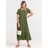 image:imageANRABESS Womens 2026 Summer Casual Maxi Dress A line Tiered Flowy Short Sleeve Crewneck T Shirt Beach Travel Long DressesArmy Green